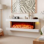 ORALNER 36-Inch Wall Mount Electric Fireplace with 50-Inch Floating Mantel, Remote, 3 Sided Electric Fireplace, 12 Adjustable Color Effect, 8H Timer, 1500W, White (50 Inches)