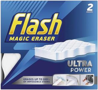 1 x Flash Ultra Power Magic Eraser Say Goodbye to Stubborn Stains and Marks with Chemical Free Multi-Functional Sponge Long-Lasting Easy Cleaning for Comfort and Effortless Shine (2pcs Pack)