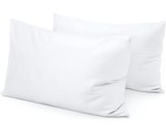 Travel Pillow Case 14 x 20 Set of 2 Natural Cotton Travel Pillowcase White Solid for Pillows Sized 13x18 and 14x19 Zipper Closer 550 Thread Count Quality Toddler Pillow Cases 100% Egyptian Cotton