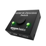 Amazon Basics 2 in 1 HDMI Switch Splitter, 2 Port Bi-Directional HDMI Switch 2 in 1 Out or 1 in 2 Out Splitter Supports 4K 60hz 2K 3D Full HD 1080p - Black