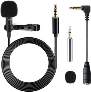 Lavalier Microphone, Gyvazla Professional Grade Omnidirectional Lapel Mic with Easy Clip on System, Perfect for Recording Interview/Video Conference/Podcast/Voice Dictation/Phone