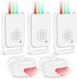 GREENCYCLE Outdoor Driveway Alarm with Multiple Receiver, Driveway Alarm Wireless Outside, Long Range IP64 Waterproof Weatherproof for Business Entry Protect Indoor Outdoor Property (3Alarm 2Sensor)