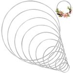 Benvo Metal Craft Hoops Dream Catcher Rings Metal Macrame Rings Steel Hoops for Dreamcatchers, Wreaths, Macrame Projects, 10 Pieces in 10 Different Sizes (Silver)