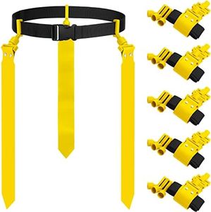 Junkin 6 Players Flag Football Belts and Flags Set Adjustable Football Belt for Youths Kids Teens Adults Training Equipment, Yellow