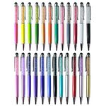 Bixzegg 24pcs Retractable Ballpoint Pen, Bling Stylus Pen, Crystal Diamond Screen Touch Pen, Capacitive Writing Pens for Note, Tab, Office School Stationery Supplies(Black Ink)