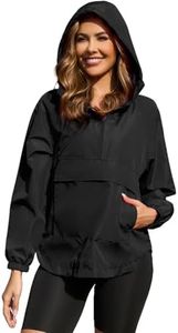 PESION Womens Cycling Running Waterproof Pullover Jackets Lightweight Windproof Biker Windbreaker Jackets with Hooded, Black, X-Large