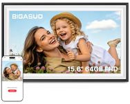 64GB 15.6" Frameo Digital Photo Frame WiFi Black White - 1920 * 1080P FHD IPS Touch Screen Large Electronic Picture Frames, Auto Rotate, Wall Mountable, Sharing Photos and Videos