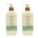 Tikitoro Kids Nourishing Body Wash 100% Vegan with Almond, Calendula, Pomegranate Extract, Cleanses, Moisturizes & Nourishes Skin with No Parabens & Sulphates (Age: 4+ Years) (300 ml x 2)