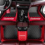 Customize Making Car Floor Mats for 98% Full Coverage All Weather Protection Leather Auto Floor Front and Rear Liner Carpet Set Accessorie (Black+Red)