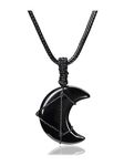 CrystalTears Black Obsidian Crystal Moon Necklace for Women Natural Healing Crystal Gemstone Pendant Necklace Adjustable Quartz Crystal Stone Necklace Jewelry Gift for Her Christmas