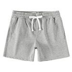 NIMENJOJA 5.5" Men's Fleece Sweat Shorts Zipper Pockets Casual Cotton Shorts for Jogging Gym Workout Fitness Grey