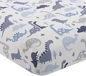 Bedtime Originals Roar Dinosaur Fitted Crib Sheet, Blue/White