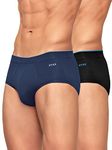 XYXX Men's Underwear Uno IntelliSoft Antimicrobial Micro Modal Brief Pack of 2 (Dress Blue ; Black; L)