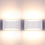 Glighone 2PCS Wall Lights Indoor Dimmable Up and Down Wall Light Modern Wall Lamp Sconce 10W Uplighter Downlighter LED Wall Lighting for Living Room Bedroom Balcony, Warm White