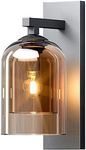 Harold Electricals Modern Indoor Glass Wall Sconces | Champagne Wall Light for Living Room, Hall, Dining Area, Bedroom, Corridor, Restaurant, Home Décor - Amber Lampshade (Bulb Included)