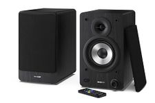 Sharp CP-SS30(BK) 60W RMS (2x 30W) 2-way Active Bookshelf Speakers - Wireless Studio Monitors with Bluetooth v5.0 Audio Streaming, USB Playback, Optical, AUX & RCA input - Black