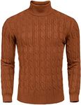 COOFANDY Men's Slim Fit Turtleneck Sweater Casual Twisted Knitted Pullover Sweaters