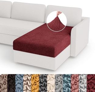 PAULATO BY GA.I.CO. Chaise Cushion Cover for L Shape Sofa & Chaise Lounge - Sectional Lounge Seat Slipcover - Large Stretch Seating Covers - Microfibra - Burgundy (Sectional Cushion)