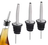 3 Pcs Bottle Pourers for Spirits - Stainless Steel Tapered Spouts with Rubber Dust Caps - Ideal for Liquor, Wine, Olive Oil, Coffee Syrup, Vinegar Bottles.