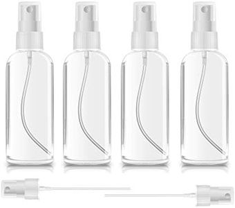 SEASHELL Fine Mist Spray Bottles 4 Pack 2oz Clear Plastic Empty Refillable Mini Spritzer for Travel, Cleaning, Gardening, Skin Care Atomizer