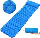 Deeplee Camping Mat, Inflatable Sleeping Mat with Pillow, Ultralight Sleeping Pad for Outdoor Backpacking, Camping, Hiking (Blue)