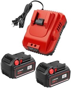 TOMORTOOL 2-Pack 18V 6.0Ah Replacement for Milwaukee M-18 Battery and 1 Charger(red)