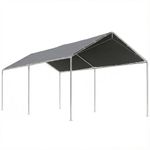 Outsunny 3 x 6m Heavy Duty Carport Garage Car Shelter Galvanized Steel Outdoor Open Canopy Tent Water UV Resistant Waterproof, Grey
