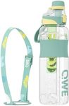 QWE Sports Water Bottle Large Capacity with Carry Handle,double drinking,high-capacity,50.7oz,Heat-resisting,Reusable,tritan BPA Free,Perfect for Travel, School, Outdoors, Cycling and Gym (Green)