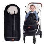 KZ Dotnz Winter Warm Stroller Footmuff, Waterproof Baby Stroller Bunting Bag, Cente and Botton Open for Easy in&Out, Universal Fit All Strollers, Pram, Black