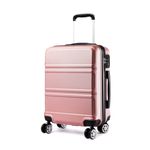 Kono Fashion Hand Luggage Lightweight ABS Hard Shell Trolley Travel Suitcase with 4 Wheels Cabin Carry-on Suitcases (20", Nude)