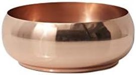 Serene Spaces Living Decorative Shallow Copper Plated Bowl for Low Arrangements, Floral Centerpiece at Weddings, Events, Parties, Home Dining Table, Rose Gold Vases, Measures 3" Tall & 8" Diameter