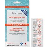 Pristine Water Treatment Tabs, 50 Tablets, 1 tab = 1 Litre of Water, Iodine Free Tablets for Hiking, Camping, First Aid Kit, Travel, & Emergency Preparedness