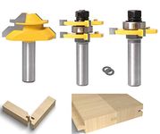 Lock Miter 45 Degree Joint Router Bits + 2Pcs Tongue and Groove Set, APLUS 45° Lock Mitre Glue Joint Router Bit + Router Bit Set 3 Teeth T Shape, Wood Milling Cutter Woodworking Tool (1/2-Inch Shank)