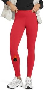 ODODOS Women's Fleece Lined Leggings Thermal Warm Winter Tights - 28" Full Length High Waisted Thick Yoga Pants with Back Pockets, Red, XX-Large