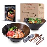 Ramen Bowl Set of 2, Japanese Ceramic Noodle Bowls (with Spoons, Chopsticks Kits) for Pasta, Soup, Cereal, Pho, Udon, Mixing Salad & Snack, Home Warming Gift (Sunset, 2×1000ml)