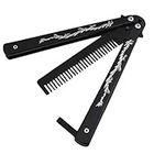 XBC Tech Dragon Totem Stainless Steel Practice Butterfly Knife Trainer and Comb Knife Trainer (Black)