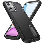 IDweel for iPhone 11 Case,Black for iPhone 11 Case with Build-in Kickstand for Men,Heavy Duty Protection Shockproof Anti-Scratch Slim Fit Protective Sturdy Case Hard Cover for iPhone 11 6.1",Black