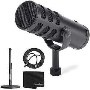 Samson Q9U XLR/USB Dynamic Broadcast Microphone + Desk Microphone Stand + Mic Cable + Cleaning Cloth