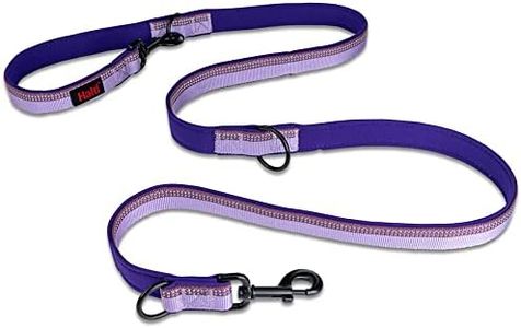 HALTI Double-Ended Leash for Dogs - Neoprene-Padded, Easy to Use, Reflective, Adjustable Lengths, Ideal Dog Leash for Hands Free Running & Training. Suitable for Medium and Large Dogs (Size L, Purple)