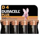 Duracell Plus D Batteries (4 Pack) - Alkaline 1.5V - 100% Life Guaranteed - Reliability For Everyday Devices - 0% Plastic Packaging - 10 Year Storage - LR20 MN1300