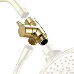 All Metal Shower Arm Diverter, G 1/2 3 Way Diverter Valve for Hand Held Showerhead and Fixed Spray Head (Polished Brass)