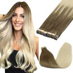 GOO GOO Tape in Hair Extensions human hair, tape Hair Extensions, 14inch 100g 40pcs, Human Hair Extensions, 9/60 Ash Brown to Platinum Blonde