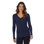 Cuddl Duds Softwear with Stretch Long Sleeve V-Neck Navy, Large, Navy