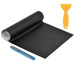 Matte Black Vinyl Car Wrap Roll 300 cm, Vehicle Wrap Vinyl Sticker with Scrapers, Self-Adhesive Bubble Free Air Release Stretchable Waterproof Car Sticker for Interior/Exterior Decor, Laptops