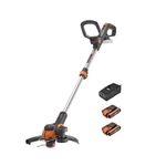 WORX WG163E.3 20 V Cordless Brushcutter - Diameter 30 cm (Battery Trimmer, 2 x 2.0Ah 20V PowerShare), 3 m 1.65 mm Variable Speed Wire