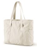 BAGSMART Tote Bag for Women with Zipper, Gym Tote with Compartments, Laptop Work Tote Nurse Dance Yoga Bag for Sport, Travel, D-beige-m-fits 15.6" Laptop, Medium, Women Tote Bag