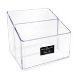 Isaac Jacobs Clear Acrylic 2-Section Organizer, Remote Holder & Multi-Functional Makeup, Brush, Pen & Pencil Storage Solution, for The Home, Bathroom, Office, Child’s Desk (2-Section, Clear)