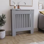 Vida Designs Chelsea Radiator Cover Modern Slatted Grill Slats Grey Painted MDF Cabinet, Small, (H: 82 / W: 78 / D: 19 cm)