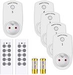 DEWIN Remote Control Sockets, Pack of 5, Smart Wireless Control, Wall Sockets, Switch, Sockets, Compatible EU Plug with 2 Remote Controls