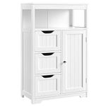 YAHEETECH Bathroom Floor Cabinet, Free Standing Wooden Storage Organizer 3 Tiers Storage Living Room Cabinet